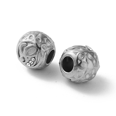 304 Stainless Steel Rhinestone European Beads STAS-A092-10G-P-1