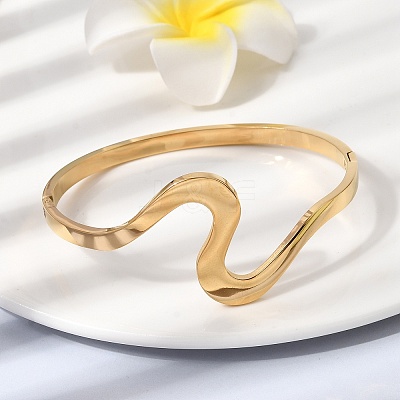 304 Stainless Steel Hinged Bangles for Women BJEW-D408-26G-1