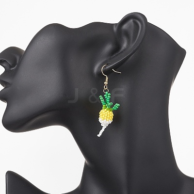 304 Stainless Steel Glass Seed Beads Carrot Dangle Earrings EJEW-MZ00579-04-1