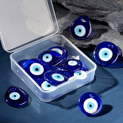 12Pcs 3 Style Handmade Lampwork Evil Eye Pendants LAMP-LS0001-15-1