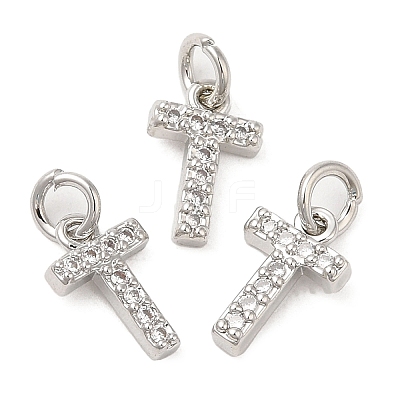 Brass Micro Pave Grade AAA Cubic Zirconia Charms ZIRC-P067-11P-T-NR-1