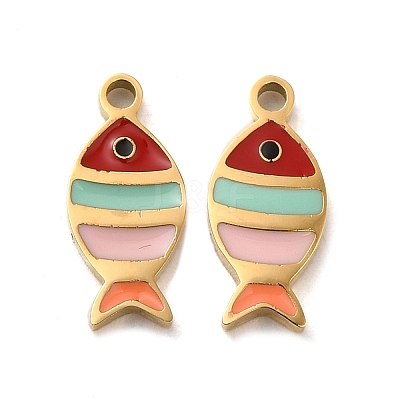 Ion Plating(IP) 304 Stainless Steel Enamel Charms STAS-D018-04G-1