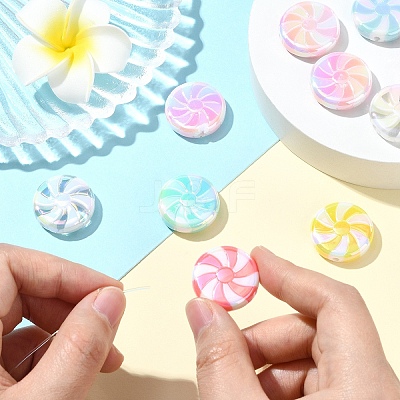 10Pcs UV Plating Opaque Acrylic Beads OACR-YW0002-21A-1