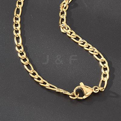 Ion Plating(IP) 304 Stainless Steel Figaro Chain Bracelets BJEW-L634-04A-G-1