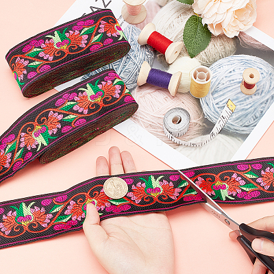 Ethnic Style Polyester Ribbons OCOR-WH0079-65A-1