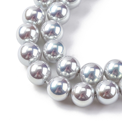 UV Plating Pearlized Glass Pearl Beads Strands GLAA-F128-01B-T12-1