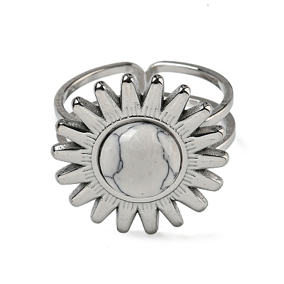 Sun 304 Stainless Steel Open Cuff Rings STAS-Z060-08P-05-1