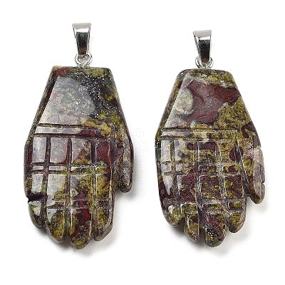 Natural Dragon Blood Carved Pendants G-K369-01P-09-1