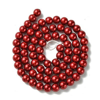 Eco-Friendly Dyed Glass Pearl Round Bead Strands HY-A002-6mm-M-1