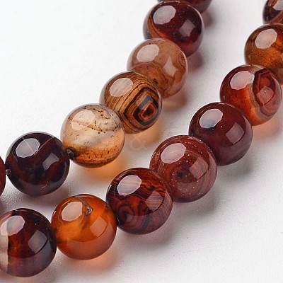 Natural Striped Agate/Banded Agate Beads Strands G-D845-05-8mm-1