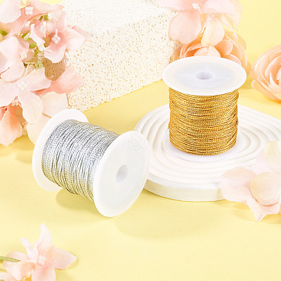 2 Rolls 2 Colors 15-Ply Round PET Metallic Thread MCOR-TA0001-03E-1