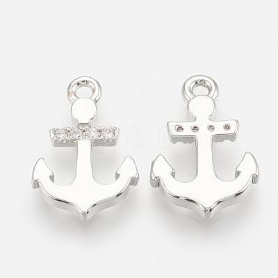 Brass Micro Pave Cubic Zirconia Charms X-ZIRC-Q014-029P-1
