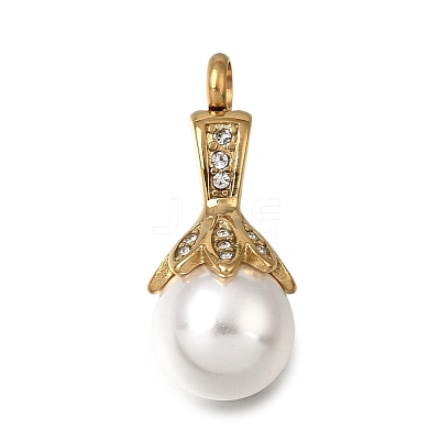304 Stainless Steel & ABS Plastic Pearl Memorial Pendants PL-CBA387B-01G-1