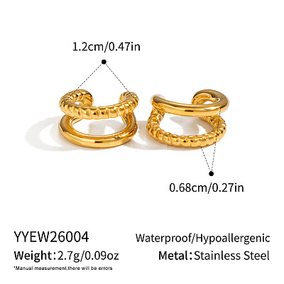 304 Stainless Steel Cuff Earrings for Women QV5196-2-1