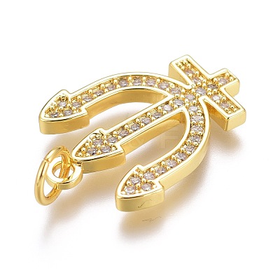 Brass Micro Pave Clear Cubic Zirconia Pendants ZIRC-Z008-35G-1