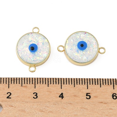 Brass Synthetic Opal Evil Eye Connector Charms G-P579-01A-G-1