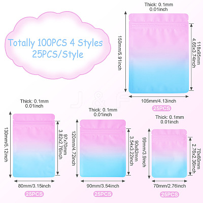 100Pcs 4 Styles PET Zipper Bags OPP-TA0001-19B-1