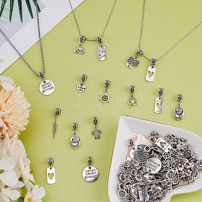 66Pcs 11 Styles Tibetan Style Alloy European Dangle Charms PALLOY-HY00077-1