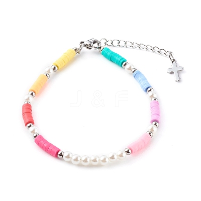 Polymer Clay Heishi Beaded Bracelets BJEW-JB06131-1