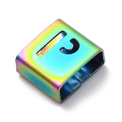 Ion Plating(IP) 304 Stainless Steel Square Slide Charms STAS-L132-24P-M-1