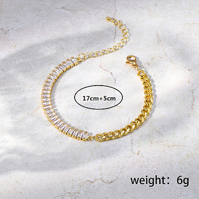 Brass Pave Cubic Zirconia Tennis Link Chain GJ2432-2-1