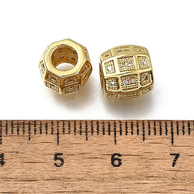 Brass Micro Pave Clear Cubic Zirconia European Beads ZIRC-I070-146G-1