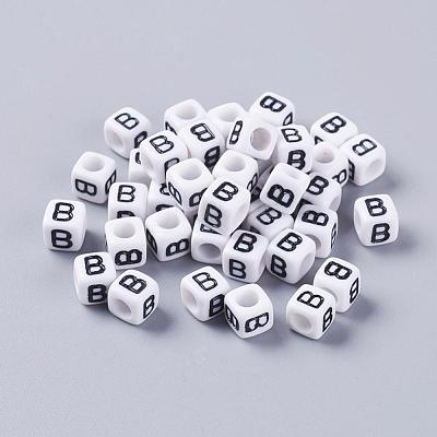 Acrylic Horizontal Hole Letter Beads PL37C9308-B-1