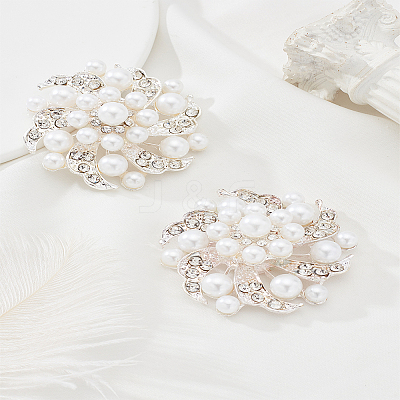 2Pcs Flower Alloy Rhinestone Cabochons FIND-LP0002-22-1