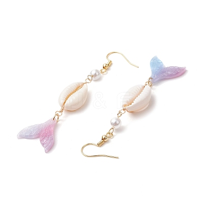 Shell Pearl Dangle Earrings EJEW-TA00626-1