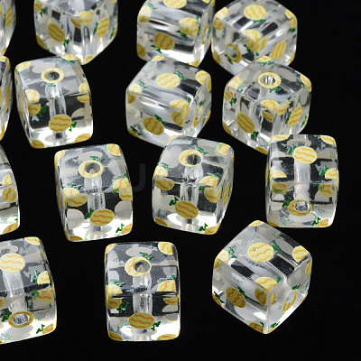 Transparent Printed Acrylic Beads MACR-S374-08A-01-1
