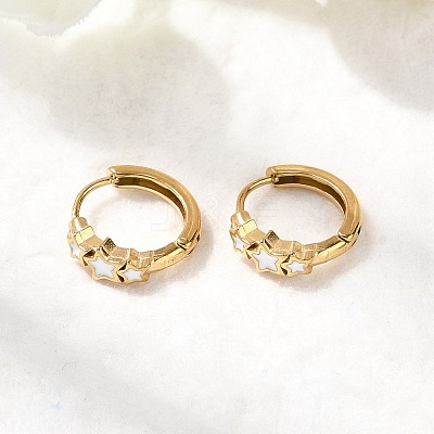 304 Stainless Steel Star Hoop Earrings EJEW-H172-02G-1