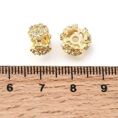 Brass Micro Pave Clear Cubic Zirconia Spacer Beads LS-KK-Z156-09G-1