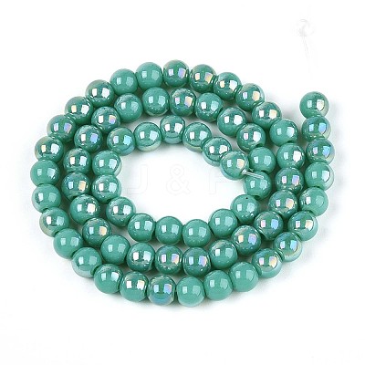 Electroplate Opaque Glass Beads Strands GLAA-T032-P6mm-AB12A-1