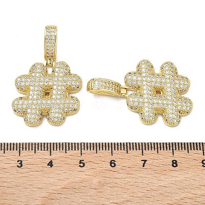 Brass Micro Pave Cubic Zirconia Pendants KK-P345-17G-05-1