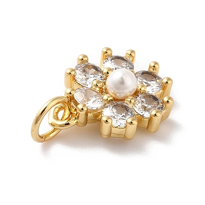 Rack Plating Brass Micro Pave Cubic Zirconia Charms KK-A160-22G-1