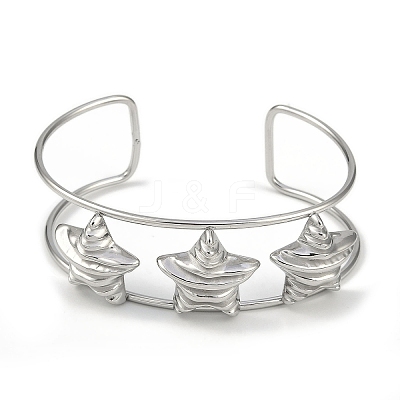 Non-Tarnish 304 Stainless Steel Wide Textured Open Cuff Bangles BJEW-Q348-05P-10-1