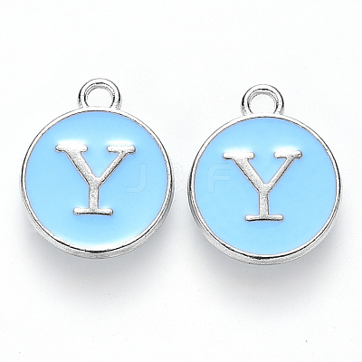 Platinum Plated Alloy Enamel Charms ENAM-S118-04Y-P-1