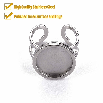 Tarnish Resistant 201 Stainless Steel Cuff Ring Findings STAS-S080-040C-P-1