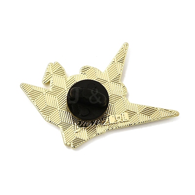 Paper Crane & Lily Flower Alloy Enamel Pin Backs for Clothes for Women JEWB-F043-02B-1