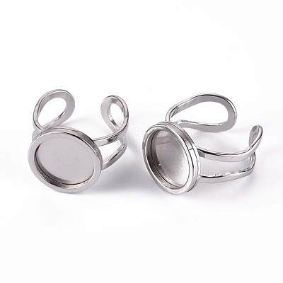 Non-Tarnish 201 Stainless Steel Cuff Pad Ring Settings X-STAS-S080-040B-P-1