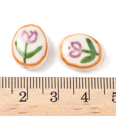 Flower Theme Handmade Porcelain Beads LAMP-D303-06A-1