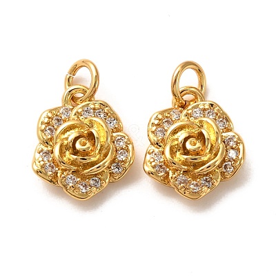 Brass Micro Pave Clear Cubic Zirconia Pendants ZIRC-P086-22-1