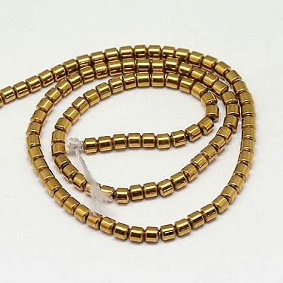 Electroplate Non-magnetic Synthetic Hematite Beads Strands X-G-J163-3x3mm-04-1