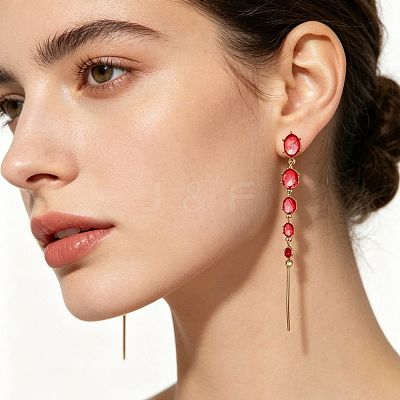 Alloy & Rhinestone Stud Dangle Earrings WGD14E0-02-1