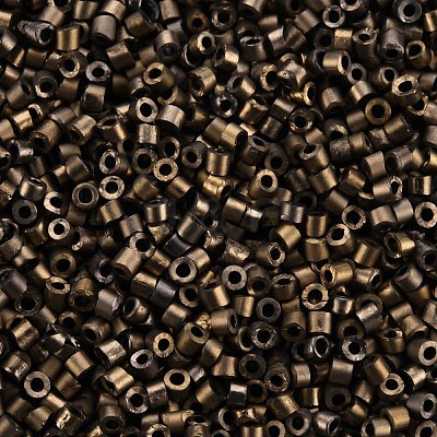 Frosted Plated Glass Cylinder Beads SEED-S047-F-002-1
