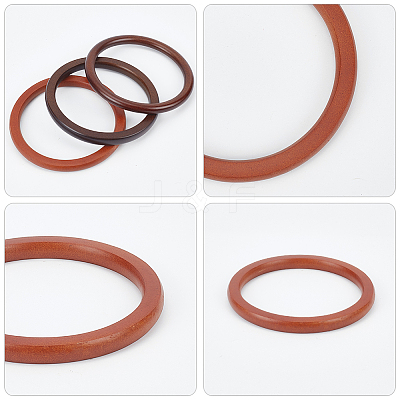 6Pcs 3 Styles Wooden Round Ring Shaped Bag Handles FIND-WR0007-90-1