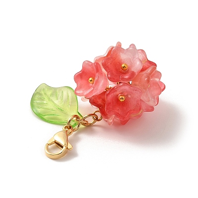 Flower Glass Pendant Decoration HJEW-TA00286-02-1