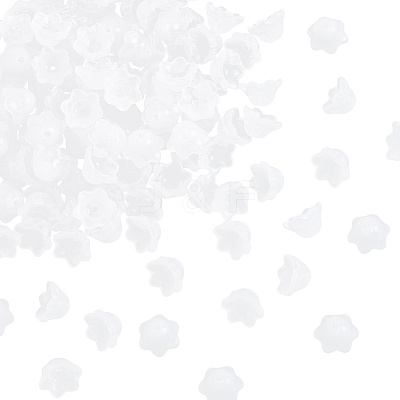 150Pcs Transparent Spray Painted Glass Bead Caps GLAA-SC0002-76-1