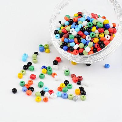 6/0 Opaque Colours Round Glass Seed Beads X-SEED-A010-4mm-51-1