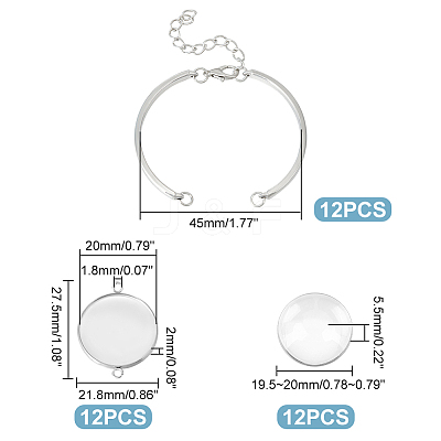 Blank Dome Flat Round Link Bracelet Making Kit DIY-UN0004-60-1